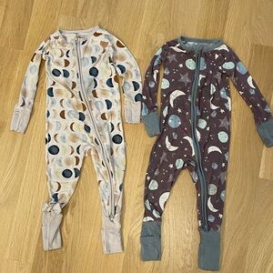 Little Sleepies Lunar and Celestial Kids Footies - Cream and Brown